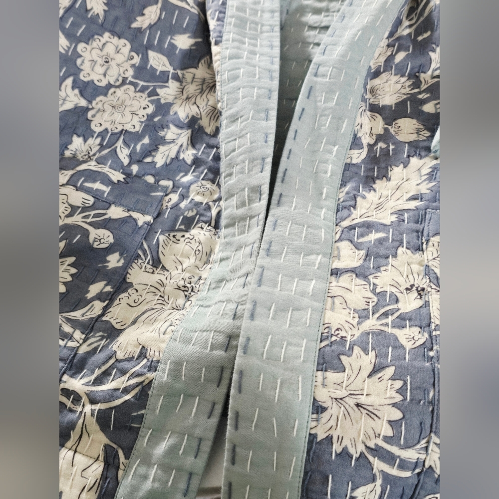 NEW J Jill Pure Cotton Indian Kantha Stitched Quilt Patch Pocket Jacket Size Lrg - Picture 12 of 16